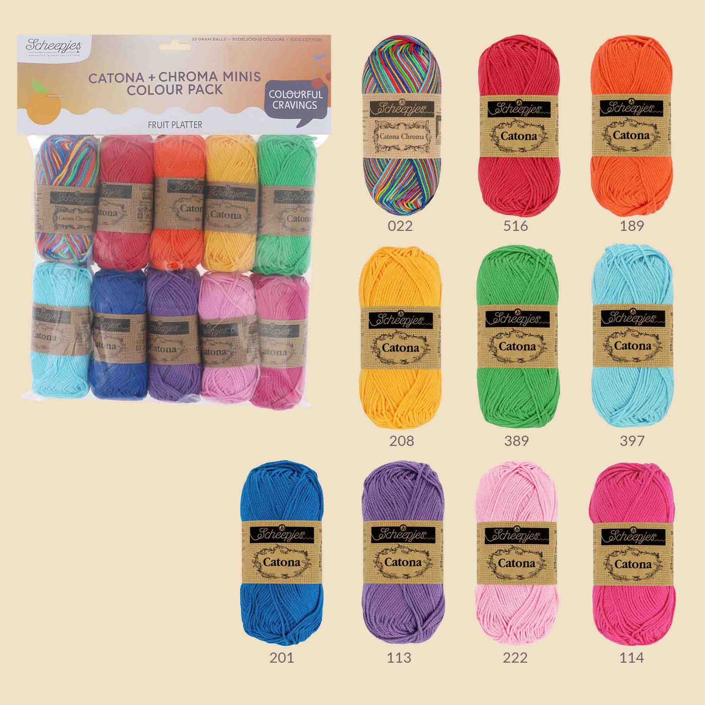 Scheepjes Catona colour pack 10x25g - Fruit Platter