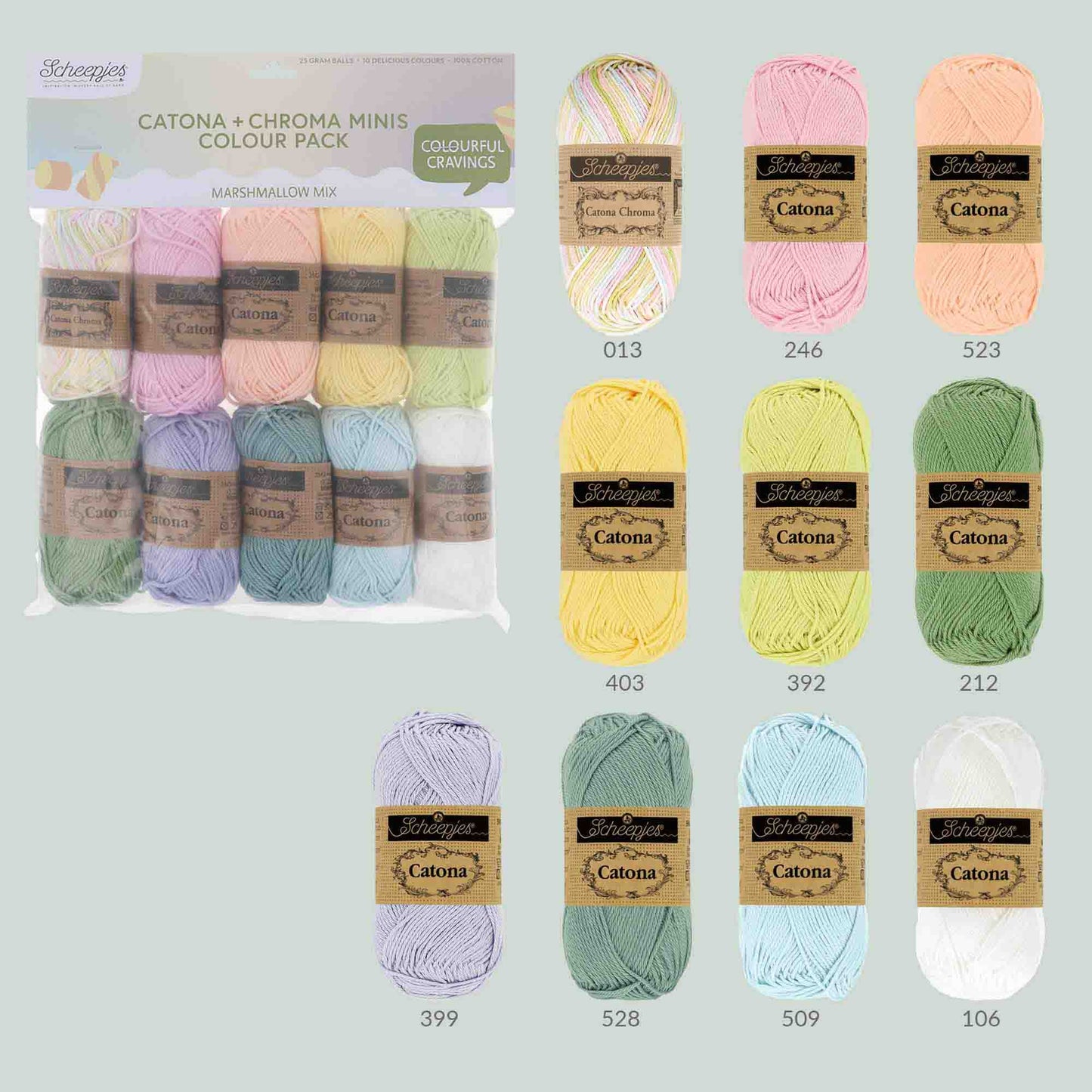 Scheepjes Catona colour pack 10x25g - Marshmallow Mix