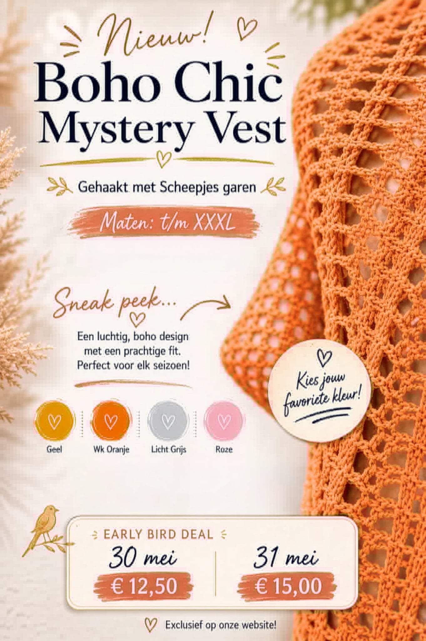 Boho Chic Mystery vest (oranje)