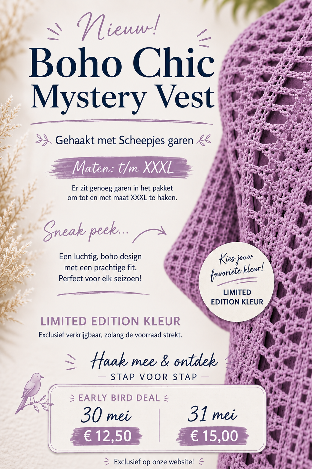Boho Chic Mystery vest (paars LIMITED)