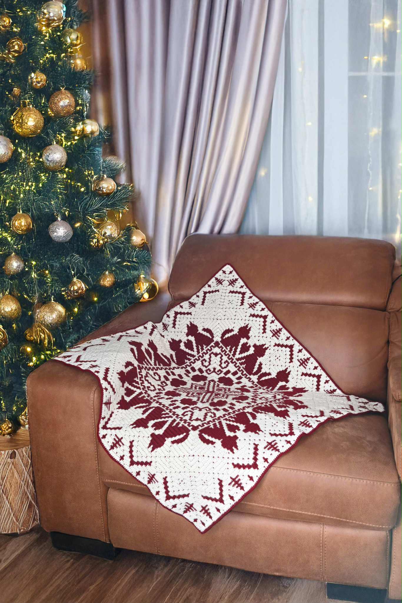 Santa Paws (hond) (Mozaiek overlay haken 2025)