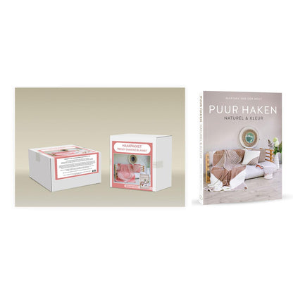 Haakpakket Puur Haken Plaid met Boek - Rose