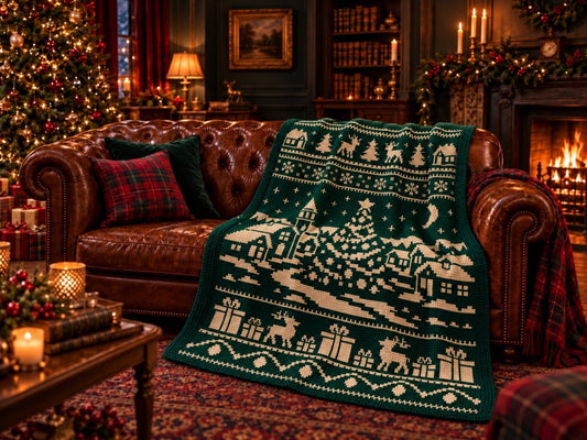 Mystery "Christmas Village" GROEN (mozaiek overlay haken)