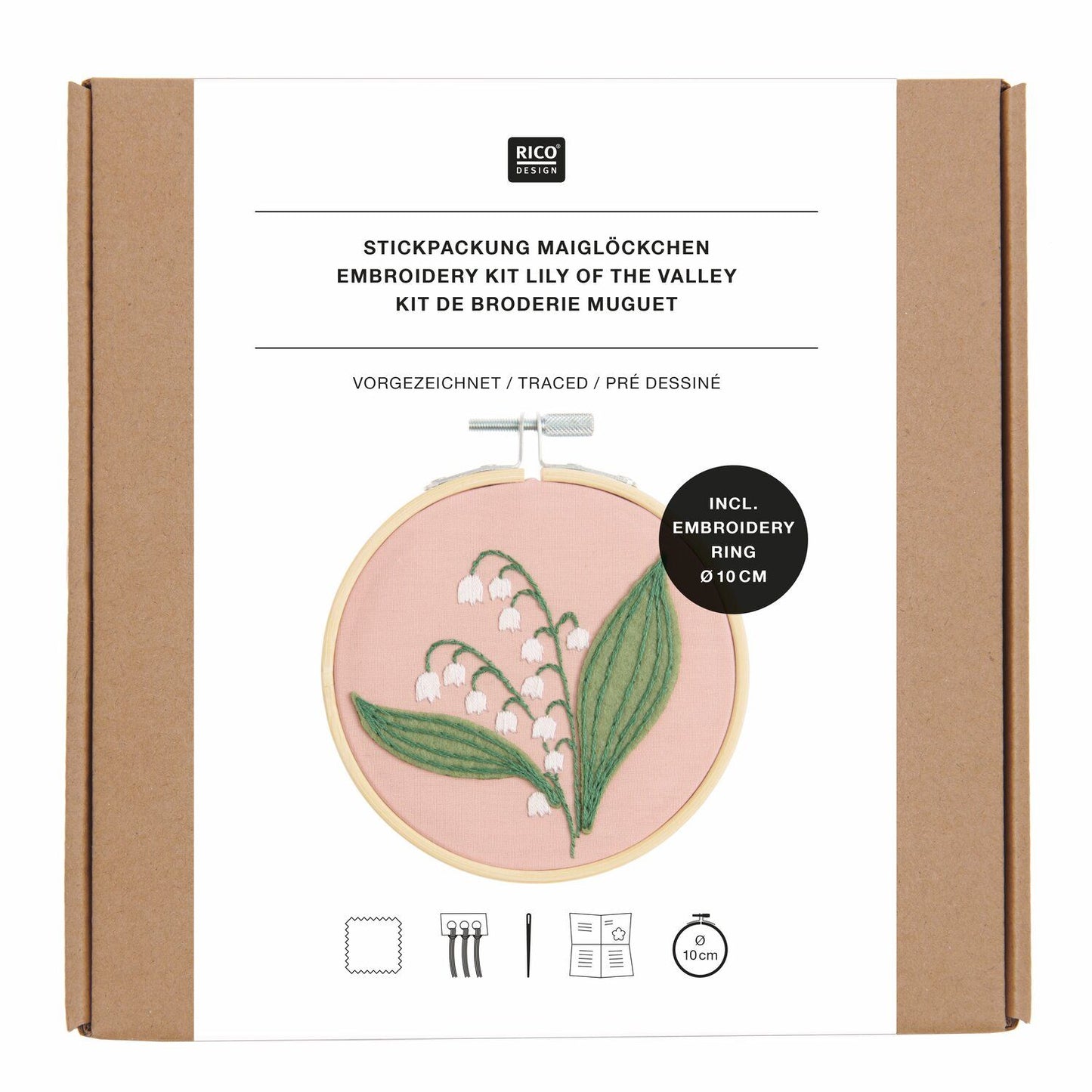 Borduurpakket vooraf getekend Lelietje-van-dalen 10 cm