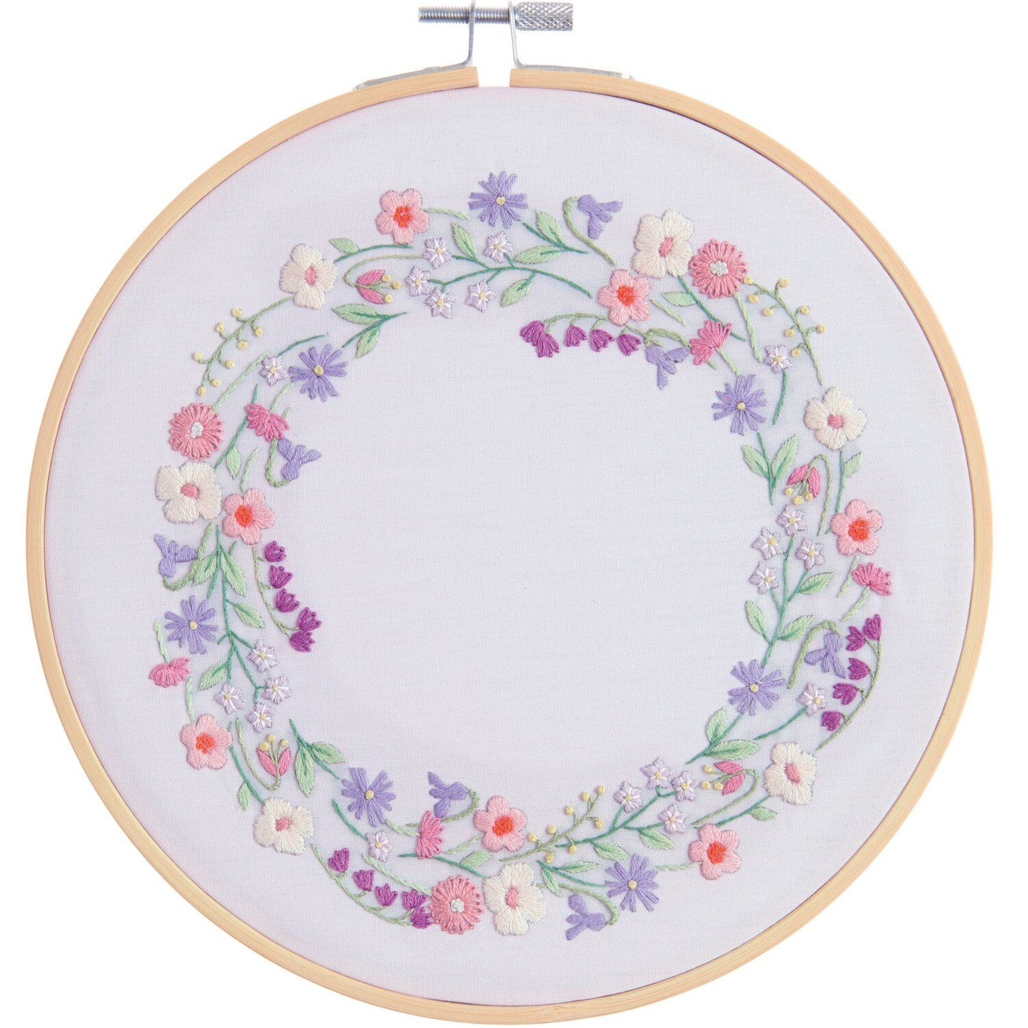 Borduurpakket vooraf getekende bloemenkrans 20 cm