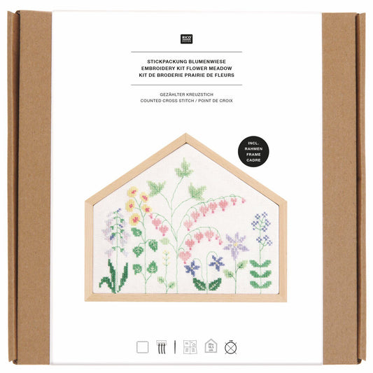 Borduurpakket getelde kruissteek bloemenweide 20x16,5 cm