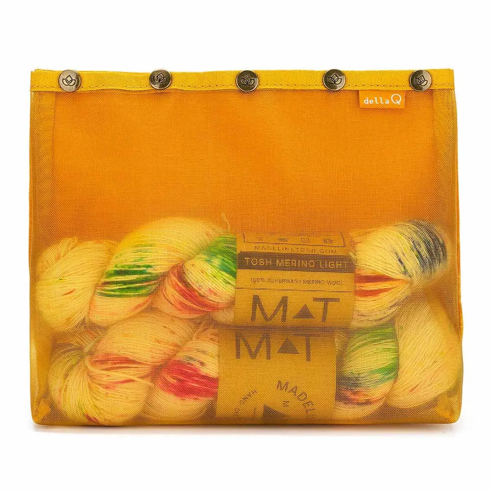 Della Q Makers Mesh Tote handtas 38x25x15cm mosterd