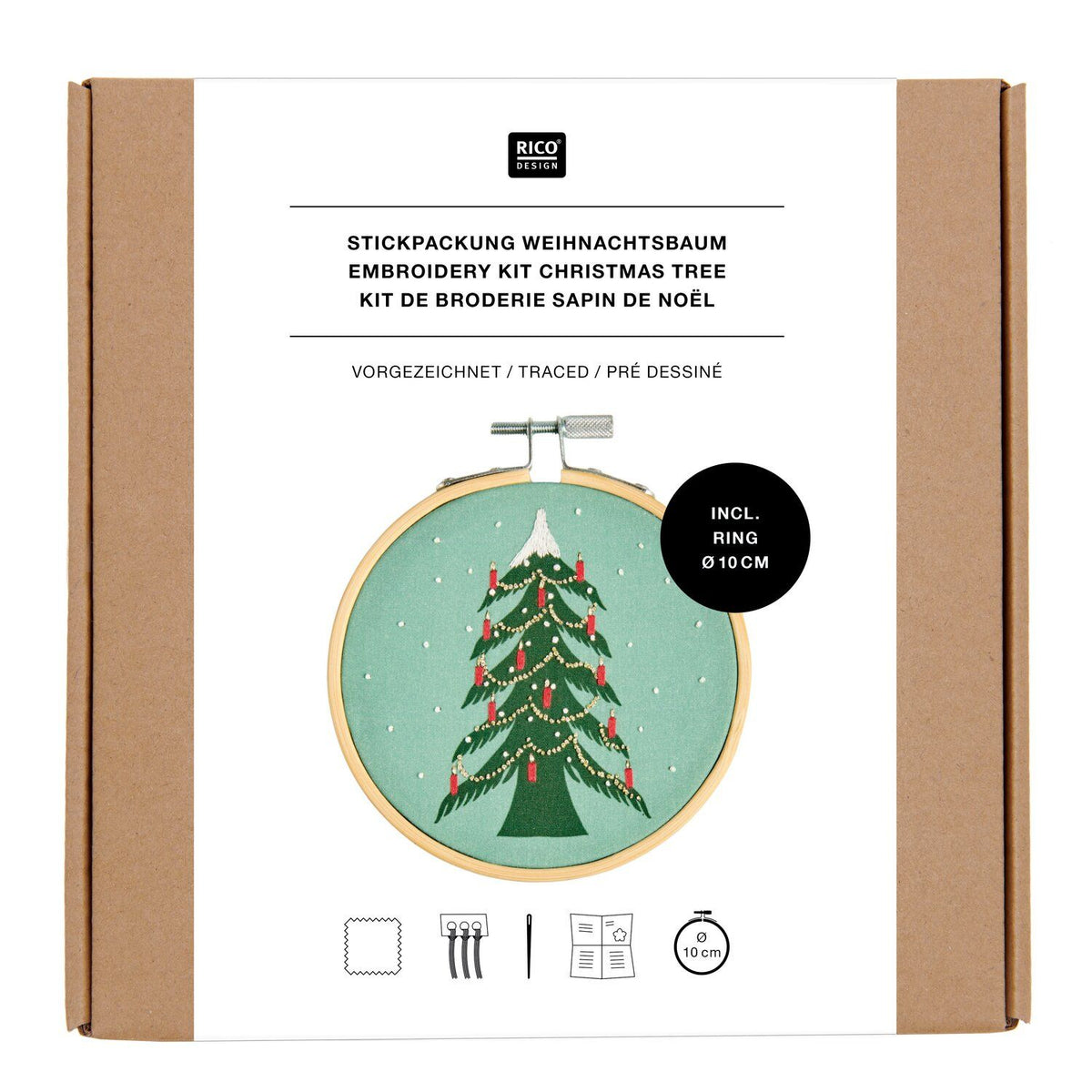 Borduurpakket met voorgetekende kerstboom