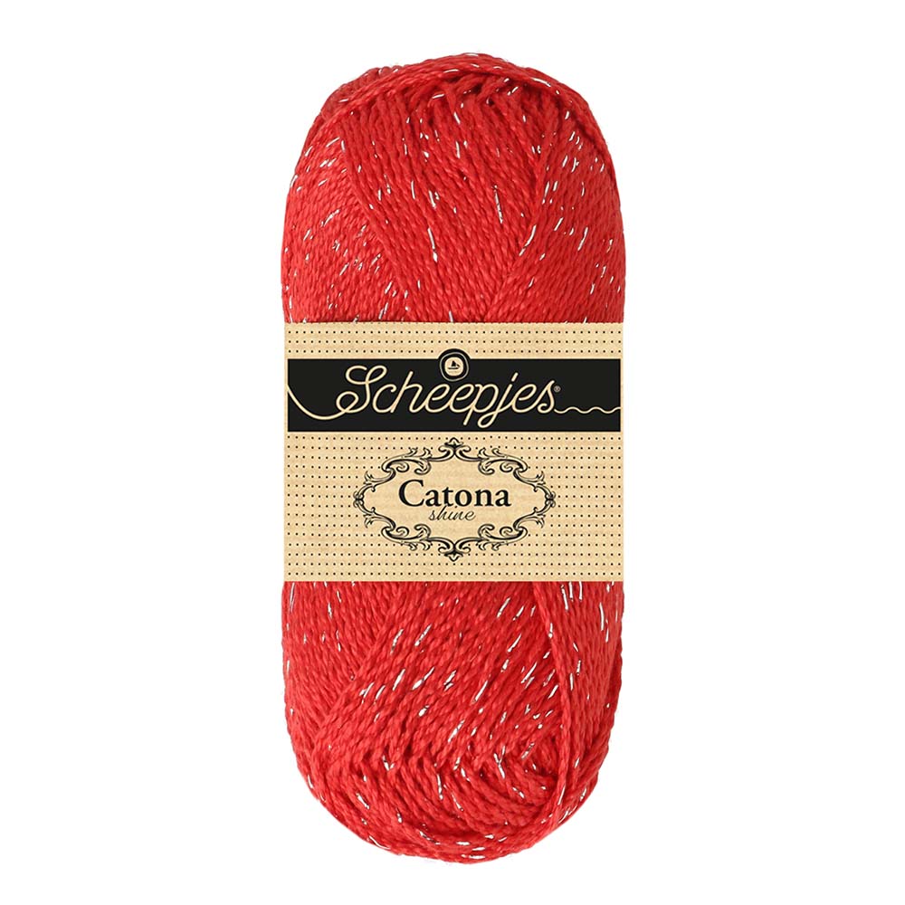 Scheepjes Catona Shine Hot Red Silver (115-S)