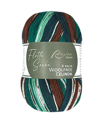 Rellana Garne Flotte Socke 4-Ply Woolfree Celinda Menthe (3244)