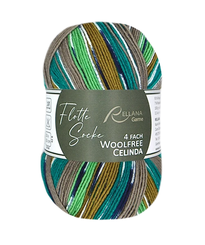 Rellana Garne Flotte Socke 4-Ply Woolfree Celinda Green (3245)