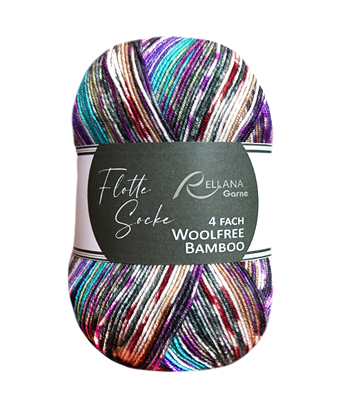 Rellana Garne Flotte Socke 4-Ply Woolfree Bamboo Purplerain (3113)