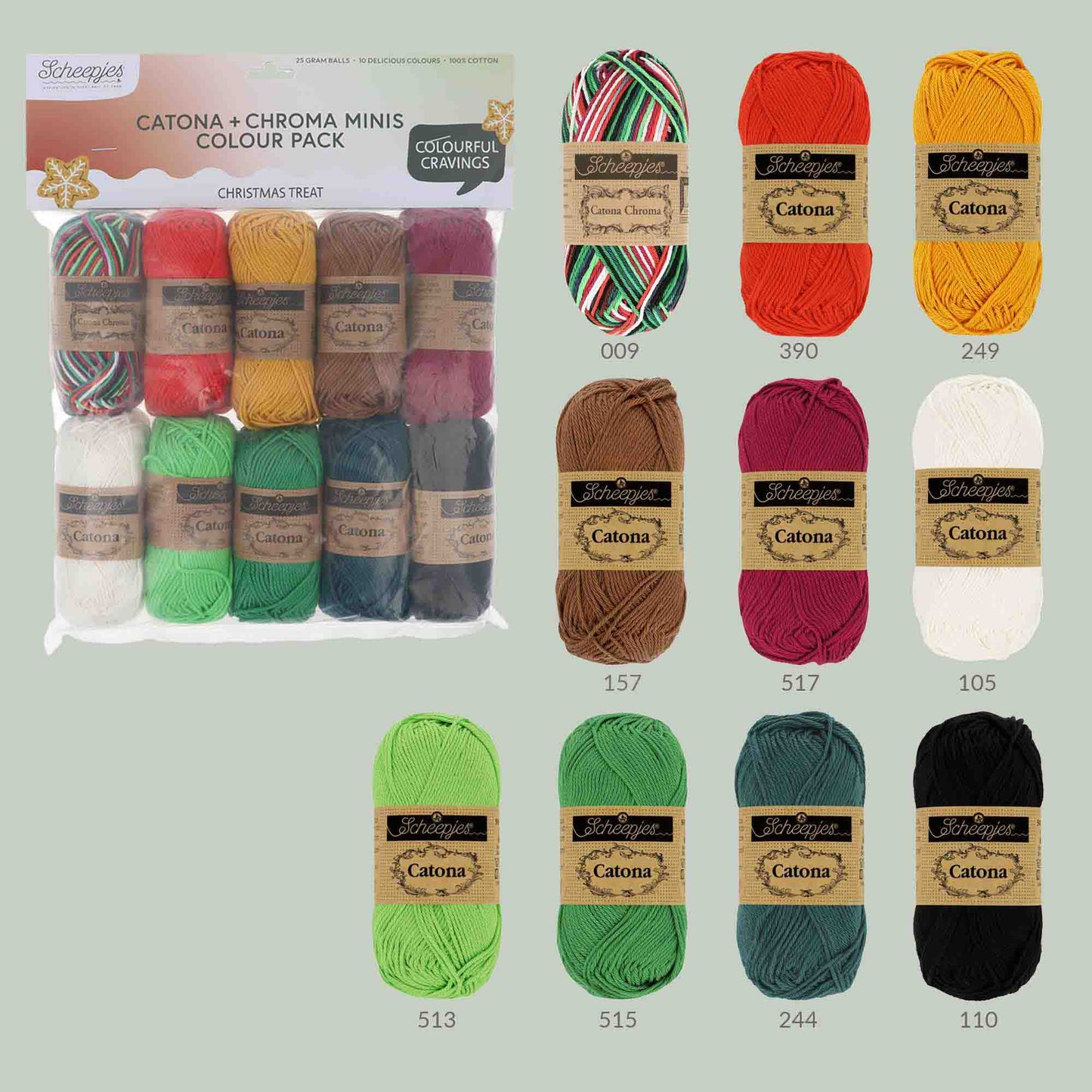 Scheepjes Catona colour pack 10x25g - Christmas Treat