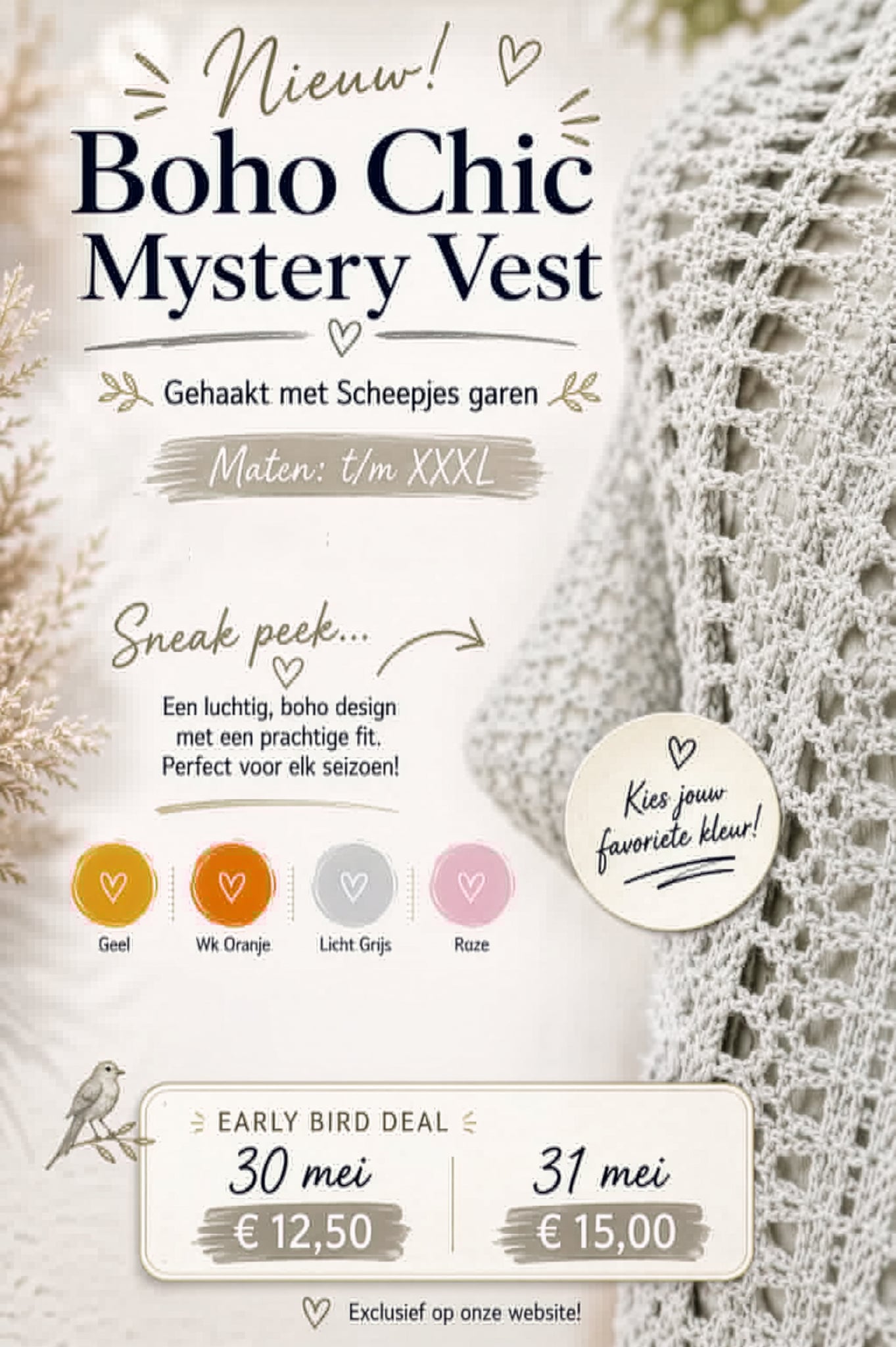 Boho Chic Mystery vest (grijs)