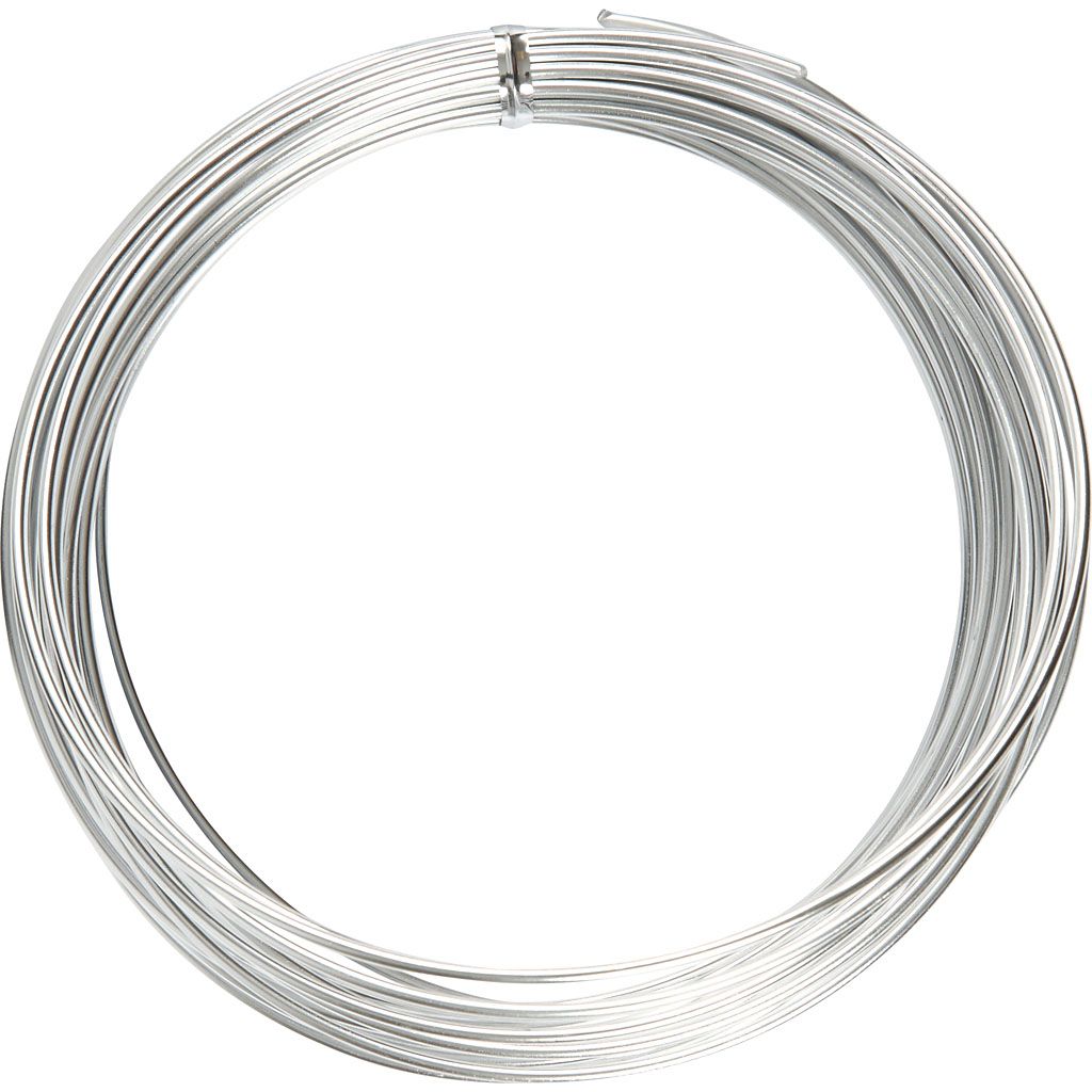 Alu Wire 10 m - 1 rol, rond, dikte 2 mm, zilver