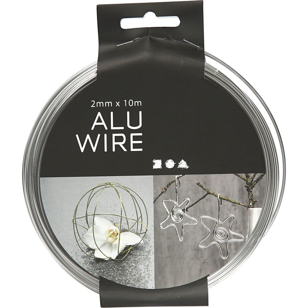 Alu Wire 10 m - 1 rol, rond, dikte 2 mm, zilver