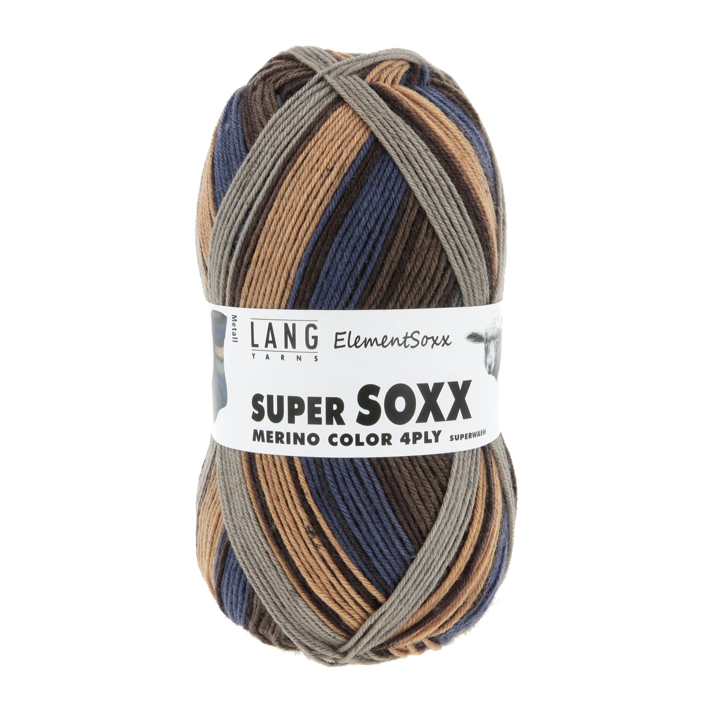 Lang Yarns Super Soxx Color Merino Color 4ply Elementsoxx Metall (524)