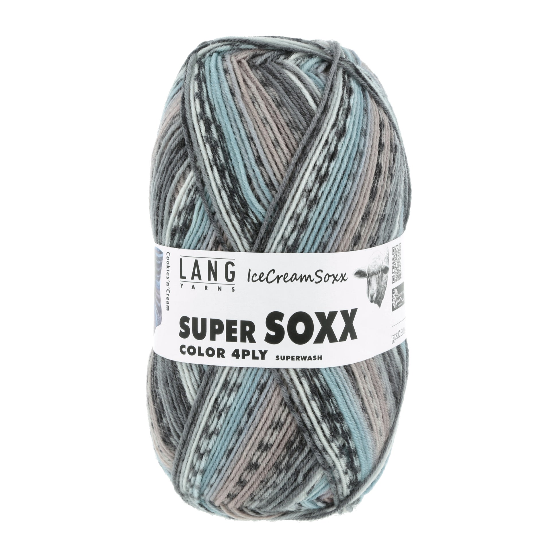 Lang Yarns Super Soxx 4 Ply Icecreamsoxx Cookies n Cream (0476)