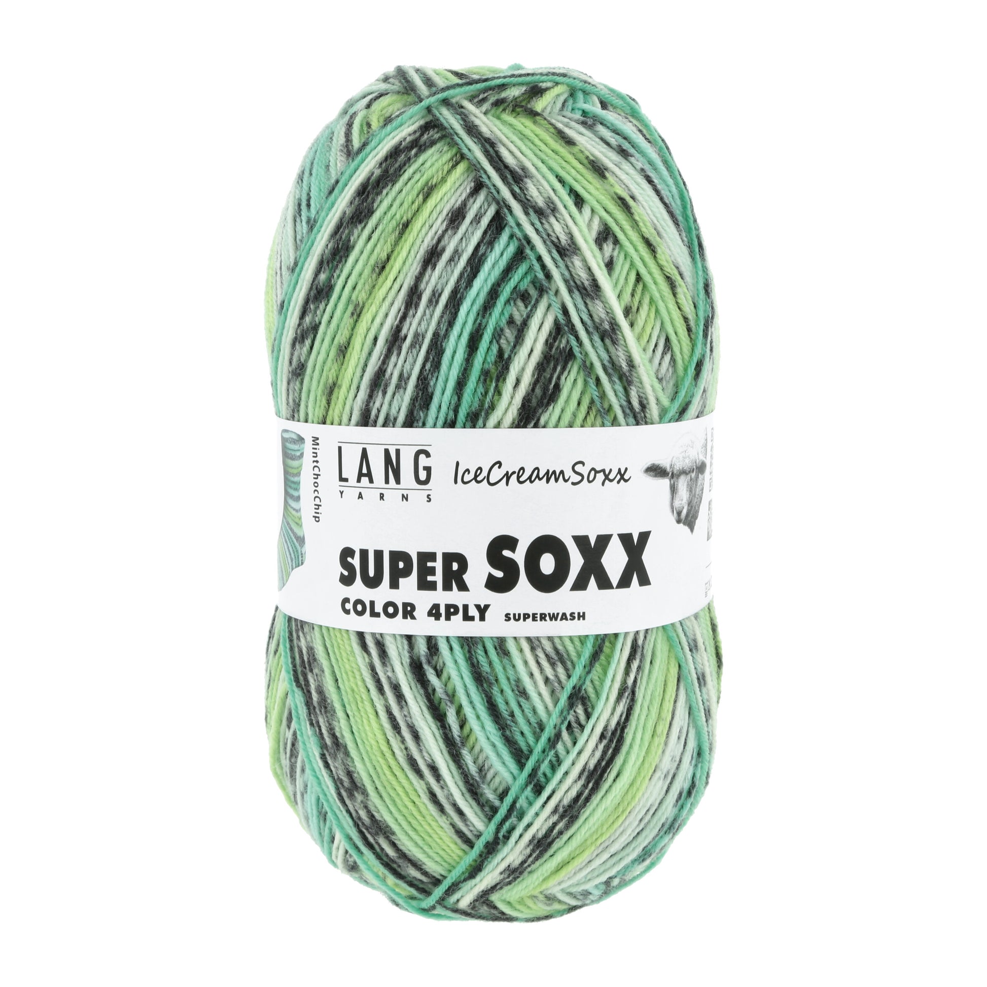 Lang Yarns Super Soxx 4 Ply Icecreamsoxx Mint Choc Chip  (0477)