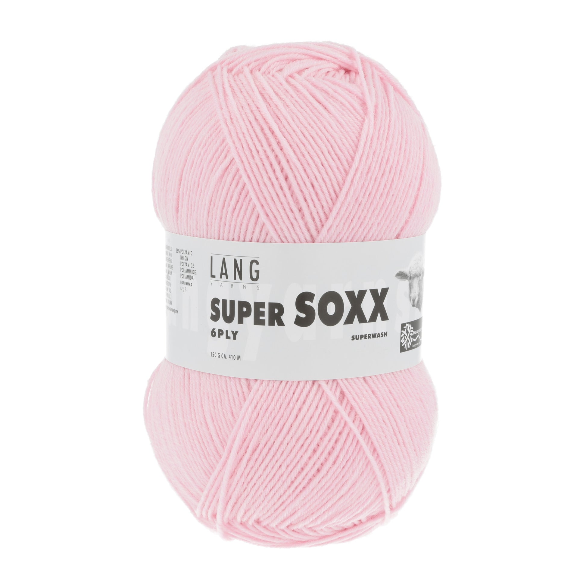 Lang Yarns Super Soxx 6 Ply Superwash UNI Roze (0009)