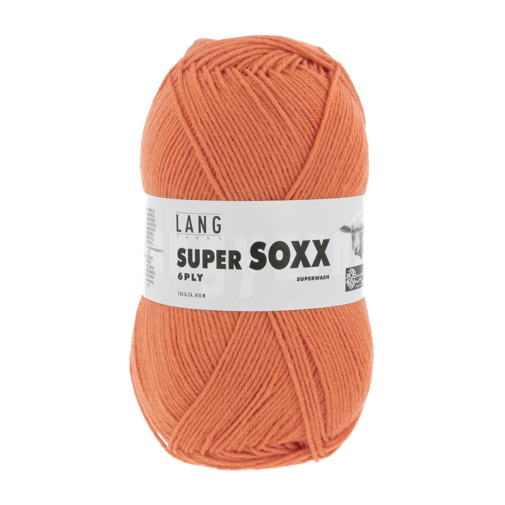 Lang Yarns Super Soxx 6 Ply Superwash UNI Royal Orange (0059)