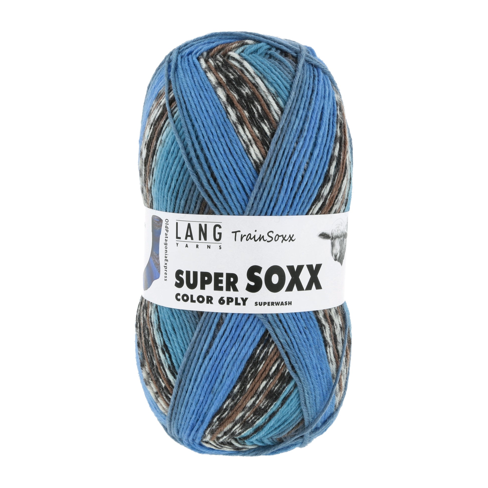 Lang Yarns Super Soxx Color 6 Ply Trainsoxx Old Patagonia Express (0491)