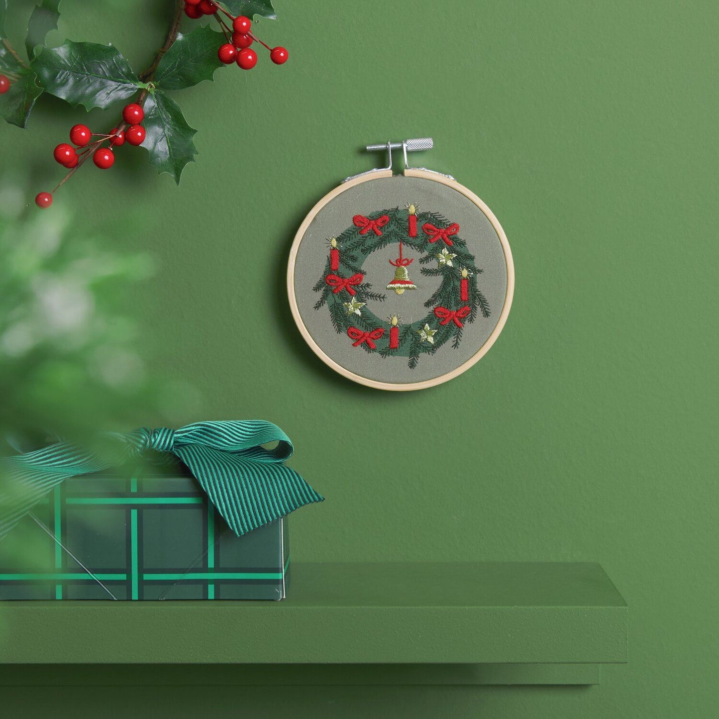 Borduurset kerstkrans voorgetekend 10 cm