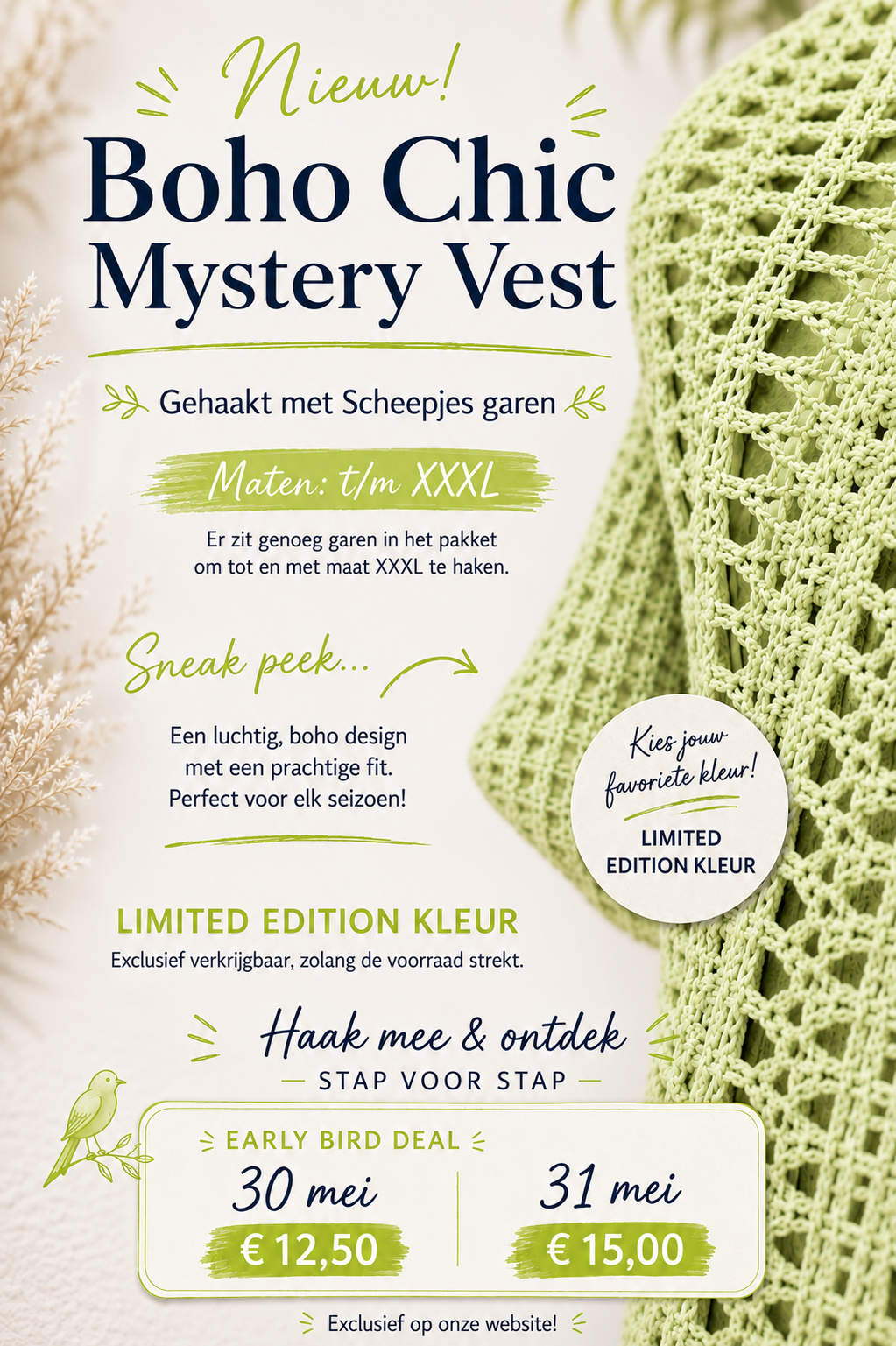 Boho Chic Mystery vest (groen LIMITED)