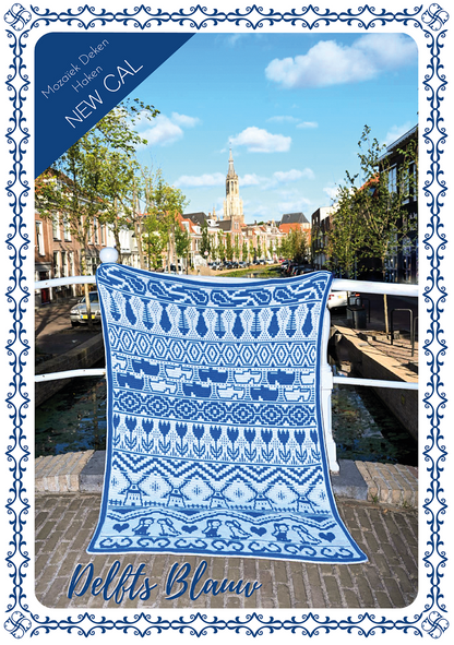 Delfts Blauw Mozaiek Deken (Haakpatroon)