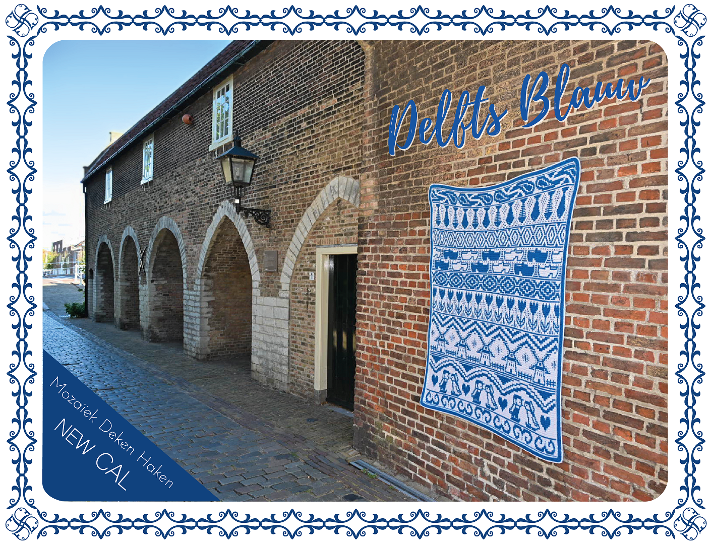 Delfts Blauw Mozaiek Deken (Haakpatroon)