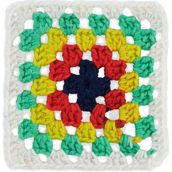 Red Heart Granny Square Soft White - Green Scream