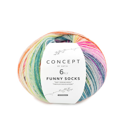 Katia Concept 6 Ply Funny Socks Rainbow (150)