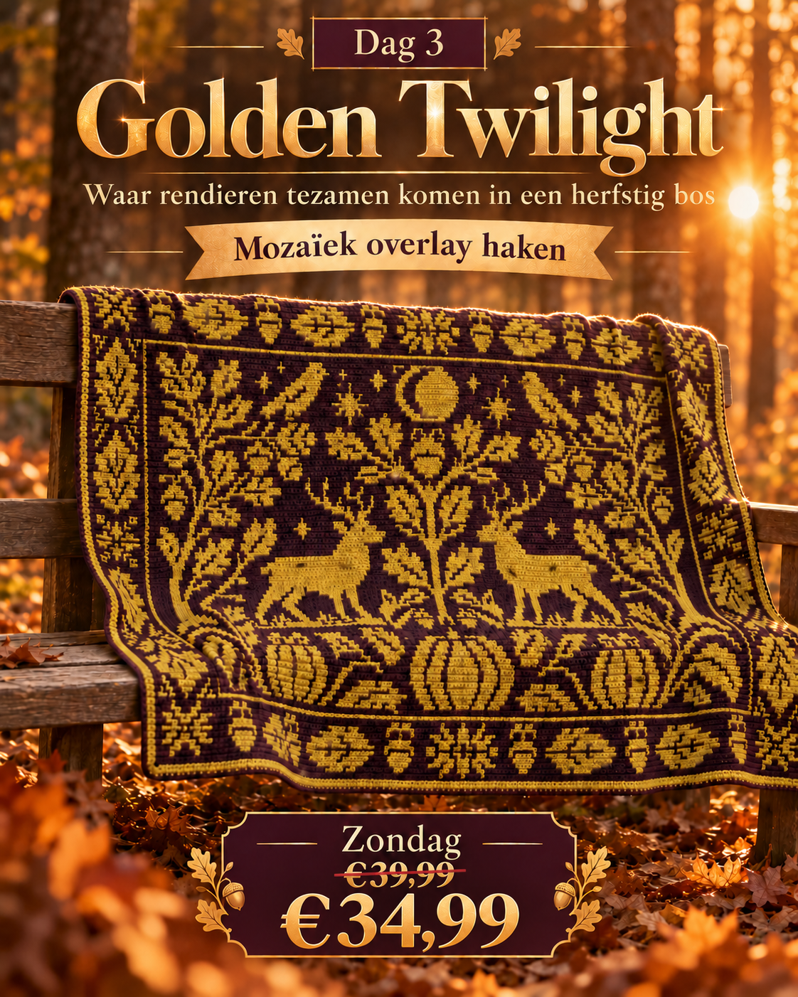 MYSTERY Golden Twilight Mozaiek Overlay Deken (VERSIE 2 / ZWART)