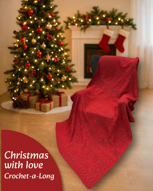 Kerstdeken filet 2025 / Christmas with love (crochet-a-long) (Red Pepper)