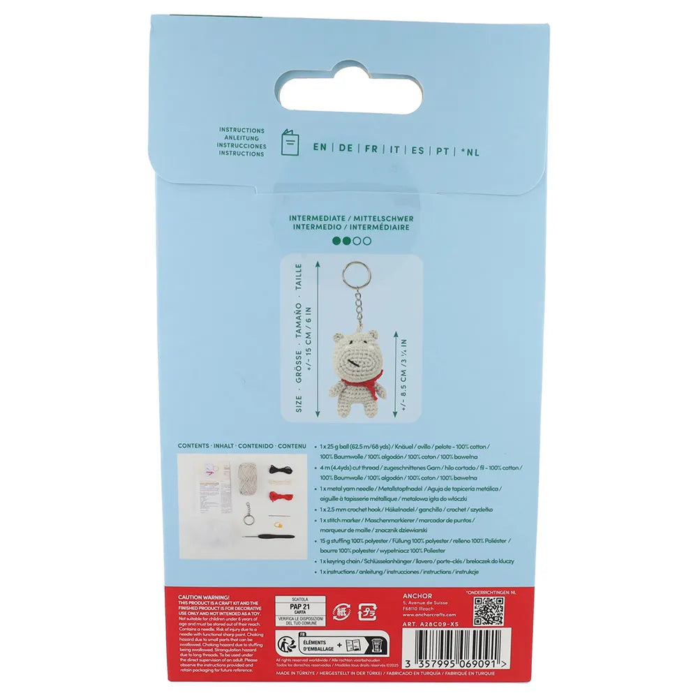Anchor Mini amigurumi haak kit - sleutelhanger nijlpaard
