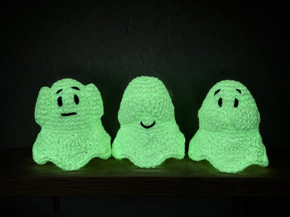 Glow In The Dark Spookjes "horen, zien, zwijgen" (HAAKPAKKET)