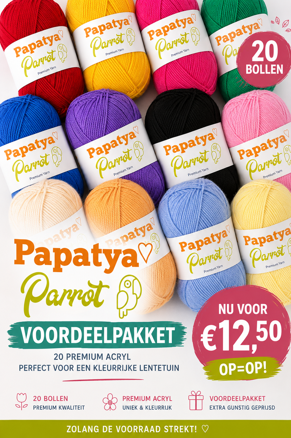 Papatya Parrot verrassingsvoordeelpakket (20 bollen)