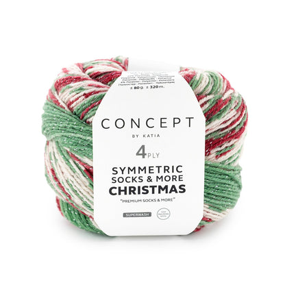 Katia Concept 4 Ply Symmetric Socks and More Christmas Naughty Jacquard (102)