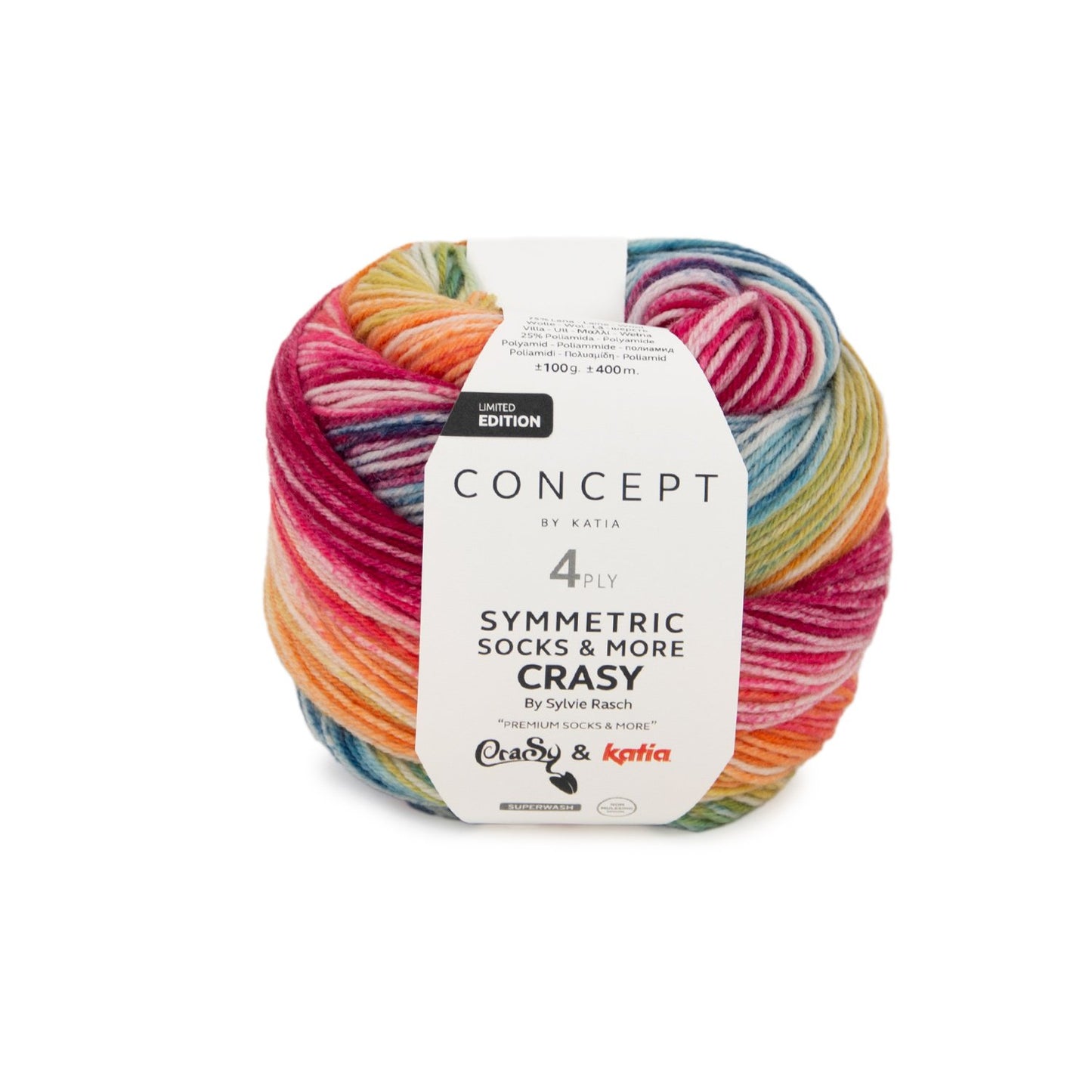 Katia Concept 4 Ply Symmetric Socks and More CraSy Rainbow (105)