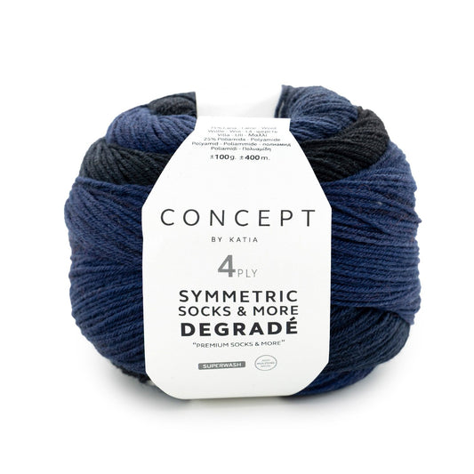 Katia Concept 4 Ply Symmetric Socks and More Degrade Blue (52)