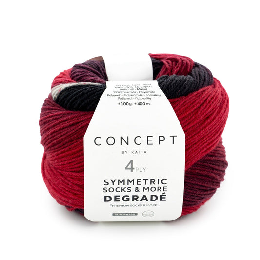 Katia Concept 4 Ply Symmetric Socks and More Degrade Red (53)