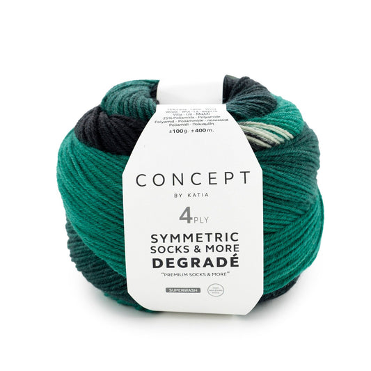 Katia Concept 4 Ply Symmetric Socks and More Degrade Smaragd (55)