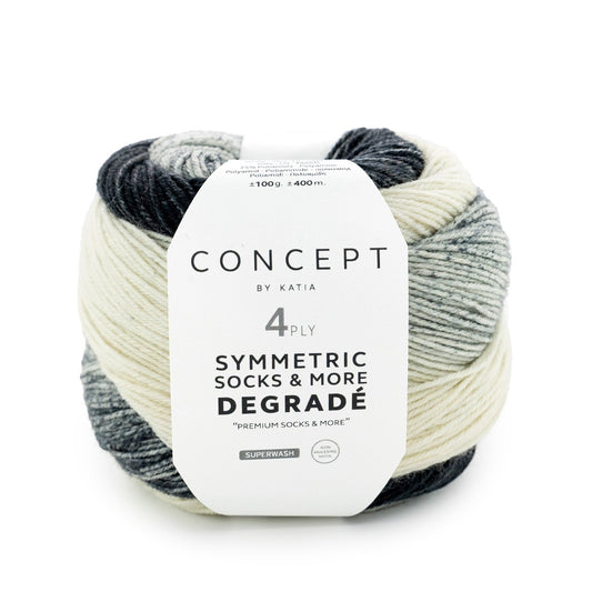 Katia Concept 4 Ply Symmetric Socks and More Degrade Grey (50)