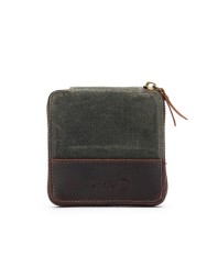 Della Q Canvas mini zip vierkant etui olijf