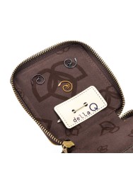 Della Q Canvas mini zip vierkant etui olijf