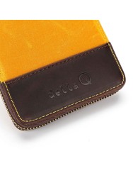 Della Q Canvas mini zip vierkant etui olijf