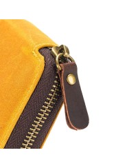 Della Q Canvas mini zip vierkant etui olijf