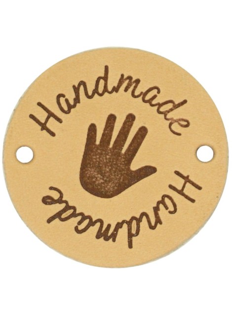 Durable Leren Label Handmade rond 3.5 cm