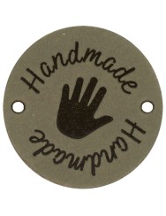 Durable Leren Label Handmade rond 3.5 cm