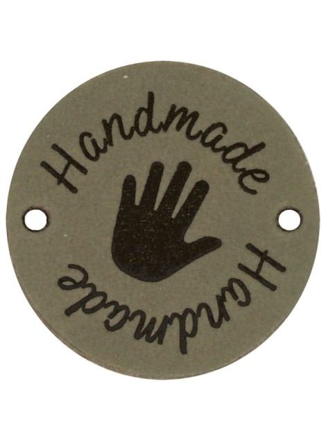 Durable Leren Label Handmade rond 3.5 cm